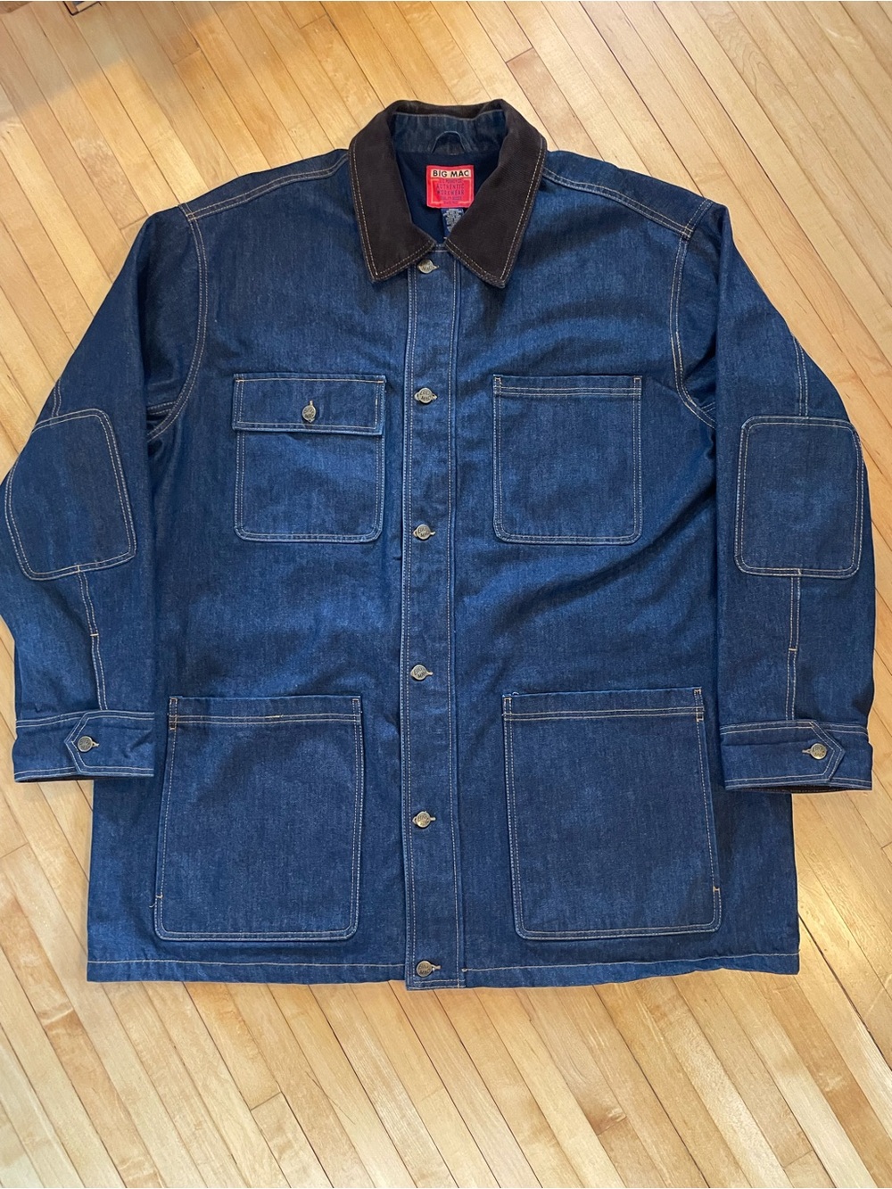 JCPENNEY BIG MAC Vintage Chore Barn Utility Coat Jacket Denim Lined Pockets 3XLT